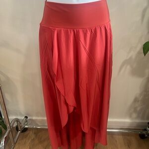 HALARA Asymmetrical Skirt in Red-Orange